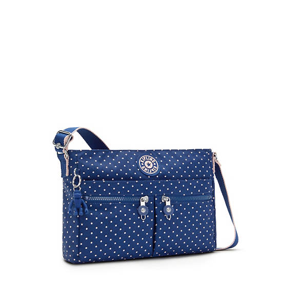 Kipling New Angie Printed Crossbody Bags Soft Dot Blue | CA 1200ZU